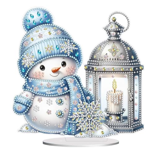 Junerain Weihnachtsschmuck DIY Diamond Art Painting Set, 5D Weihnachtshaus/Schneemann Tisch dekor für das Heimbüro, handgefertigte Diamant Painting Geschenke für Weihnachts kinder von Junerain