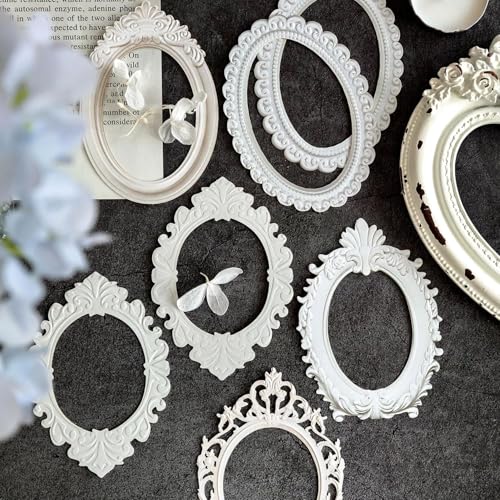 10 Stück Silber Dekorative DIY Handwerk Karton Papier Geschenk Fotorahmen Material Papier Hohl Geprägt Fotorahmen Junk Journal Planer Scrapbooking Planer Vintage Dekoratives Dekorpapier von Junfamilee