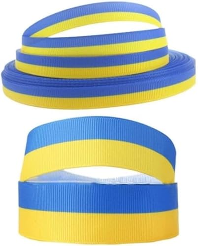 2 x gelb-blaue Schleifenbänder, 9 mm/25 mm, 4,5 m, blaue und gelbe Bänder, ukrainische Flagge, handgefertigt, geeignet für die Herstellung einiger handgefertigter Bastelarbeiten (9 mm) Stoffbänder von Junfamilee