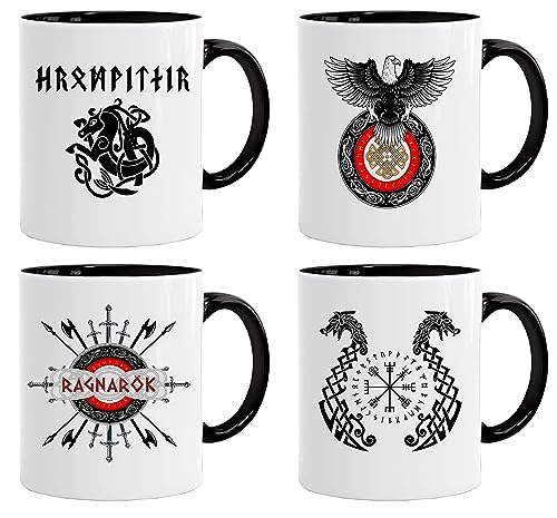 Nordisches Wikinger Tasse | Becher Geschenk Geschenkidee für alte Männer Papa Opa Kaffeetasse Wikinger-Motiv Totenkopf bierkrug thors hammer (VIKING006) von Jungle Mug