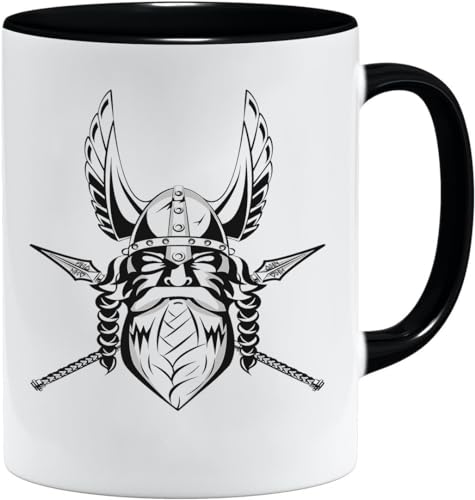 Nordisches Wikinger Tasse | Becher Geschenk Geschenkidee für alte Männer Papa Opa Kaffeetasse Wikinger-Motiv Totenkopf bierkrug thors hammer (VIKING015) von Jungle Mug