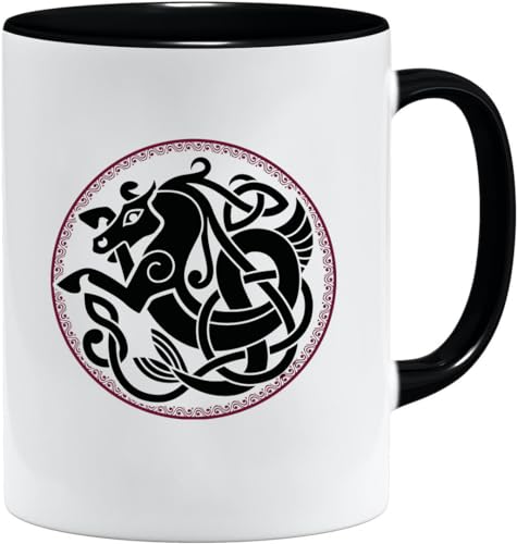 Nordisches Wikinger Tasse | Becher Geschenk Geschenkidee für alte Männer Papa Opa Kaffeetasse Wikinger-Motiv Totenkopf bierkrug thors hammer (VIKING020) von Jungle Mug