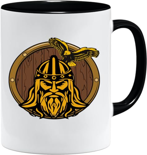 Nordisches Wikinger Tasse | Becher Geschenk Geschenkidee für alte Männer Papa Opa Kaffeetasse Wikinger-Motiv Totenkopf bierkrug thors hammer (VIKING021) von Jungle Mug