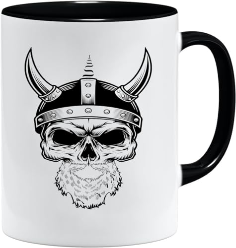 Nordisches Wikinger Tasse | Becher Geschenk Geschenkidee für alte Männer Papa Opa Kaffeetasse Wikinger-Motiv Totenkopf bierkrug thors hammer (VIKING025) von Jungle Mug