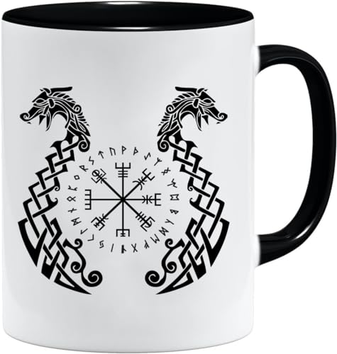 Nordisches Wikinger Tasse | Becher Geschenk Geschenkidee für alte Männer Papa Opa Kaffeetasse Wikinger-Motiv Totenkopf bierkrug thors hammer (VIKING026) von Jungle Mug