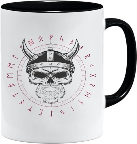 Nordisches Wikinger Tasse | Becher Geschenk Geschenkidee für alte Männer Papa Opa Kaffeetasse Wikinger-Motiv Totenkopf bierkrug thors hammer (VIKING031) von Jungle Mug