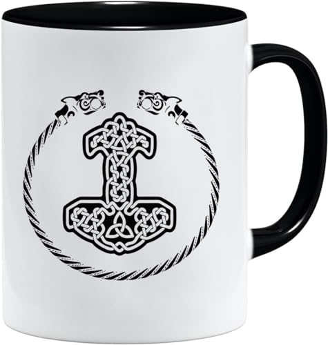 Nordisches Wikinger Tasse | Becher Geschenk Geschenkidee für alte Männer Papa Opa Kaffeetasse Wikinger-Motiv Totenkopf bierkrug thors hammer (VIKING034) von Jungle Mug