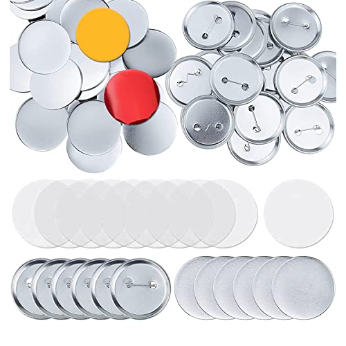 Junguluy 100 Sets runde Knopfteile, blanko, 58 mm, Metallknöpfe, Abzeichen, blanko Anstecknadelteile von Junguluy