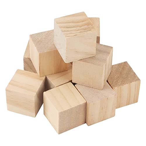 Junguluy 100 Stück 2,5 x 2,5 x 2,5 cm Blöcke, Naturholzblöcke, unlackierte Holzblöcke, Großpackung, kleine quadratische Holzblöcke für Bastelarbeiten von Junguluy