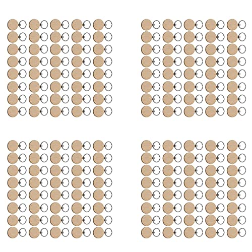 Junguluy 160 Stück Blanko-Schlüsselanhänger aus Holz, rund, zum Selbermachen, Schlüsselanhänger zum Gravieren von DIY-Geschenken von Junguluy