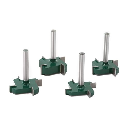 Junguluy 4 x CNC-Fräser-Bits für Spoilboard-Oberflächen, 1/4 Zoll, Hartmetall-Abflachungsfräser-Set, Falzschlitzschneider von Junguluy