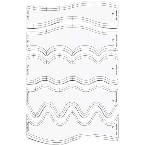 Junguluy 5 Stück Acryl-Wellen-Lineal, Quilt-Schablonen, DIY-Zeichen-Vorlage, Maß, Schneider-Lineal, weiches Patchwork-Lineal von Junguluy