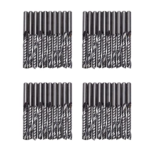 Junguluy CNC-Fräser-Bits, 3,175 x 22 mm, einschneidig, spiralförmig, Hartmetall, CNC-Fräser, 40 Stück von Junguluy