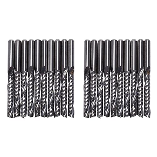 Junguluy CNC-Fräser-Bits, 3,175 x 22 mm, einschneidig, spiralförmig, Hartmetall, CNC-Fräser, Fräser, 20 Stück von Junguluy