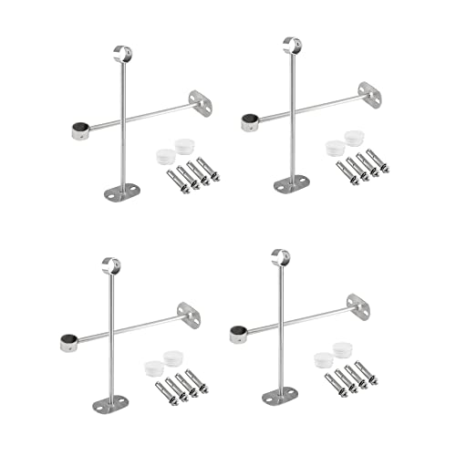 Junguluy Deckenhalterung, Kleiderschrank-Rohrhalterung, 25 mm Durchmesser, Schrankstangenhebelstütze, Rohrflanschsockel, 4 Stück (300 mm) von Junguluy