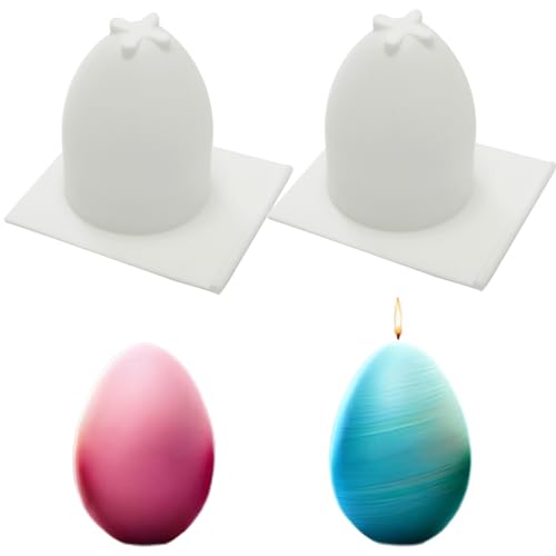 Junhui 2 Stück Ostern Silikonform, 3D Eierform Kerzengießformen, Ostereier Silikonform Gießform für Schokolade, Mousse Kuchen, Wachskerzen, Ostergeschenke von Junhui