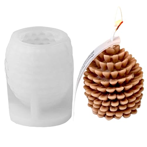 Junhui Kerzenformen Tannenzapfen Weihnachten, 3D Weihnachten Silikon Kerzengießformen, Silikonform Kerzen-Gießen Formen für DIY Duftkerze, Weihnachtsdeko von Junhui