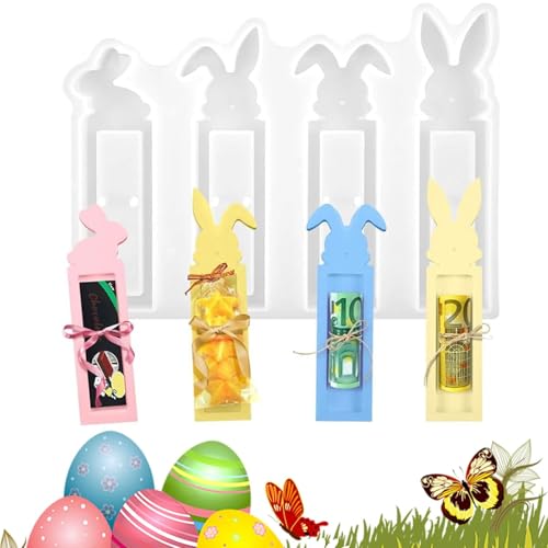 4 Stück Silikonformen Gießformen Ostern,Osternhase Silikonform Ostern Geldgeschenk Silikonform Hase Gipsformen zum Gießen Ostern Gießformen Silikon Ostern für Geldgeschenke (A-1PCS) von Junjie