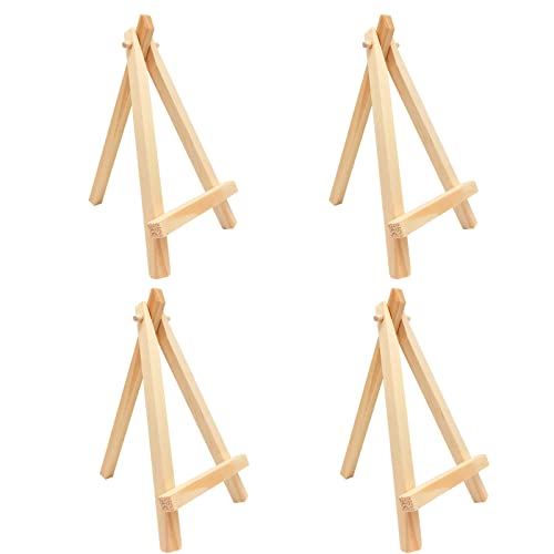 4 Stück Mini-Holz-Display-Staffeleien Künstler Dreieck Staffeleien Party Schild Foto Memo Halter Platzkarte Namenskarte Tischnummer Halter Ständer für Hochzeit Geburtstag Party und Bartisch von Junsasi