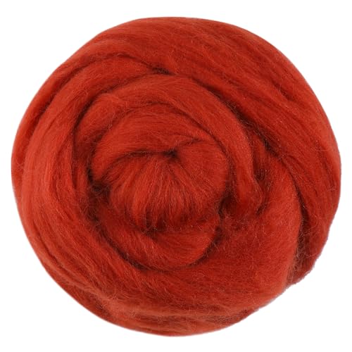 100 g Wollgarn, Faser-Roving-Woll-Top, Wollfilz-Zubehör, reine Wolle, grobes Garn, Spinnwolle, Roving für Nadelfilzen, Nassfilzen, DIY, Handspinnen (rotbraun) von Jupean