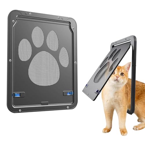 JurciCat Haustierklappe Fliegengitter mit Magnetverschluss Abschließbar Katzenklappe Fliegengittertür Einfache Installation Hundetürfür Kleine Hunde und Katze (29 cm * 24 cm von JurciCat