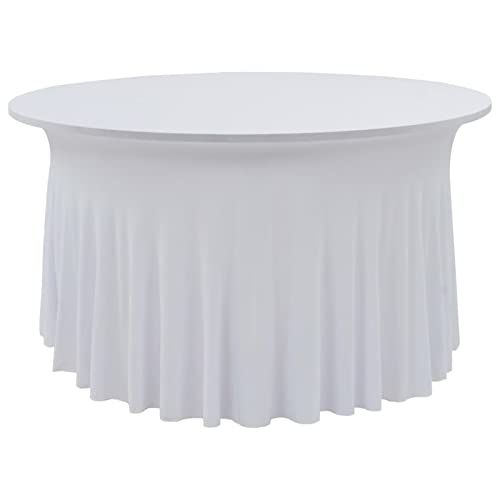 Juroupi 2 Stück Stretch-Tischdecken mit Rock, 180 x 74 cm, Weiß, Stretch-Tischdecke, Tischschutz, für Hochzeit, Bankett und Party, 133583 von Juroupi