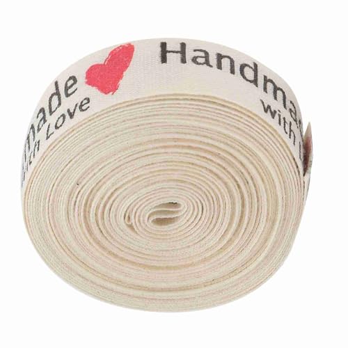 Schriftmusterband, 1,5 Cm Schriftmusterband, Natürliches Baumwollband, für Geschenkverpackungen, Heimhandwerk, Dekoration, Kleiner Laden (handgemachte Herzen) von Juroupi