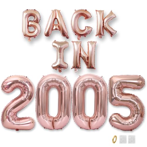 Jurxy Geburtstag Deko Frauen Mann 20 Jahr Geburtstagdeko Ballons BACK IN 2005 Luftballons Rosegold Folienballons Luftballons Happy Birthday Banner von Jurxy