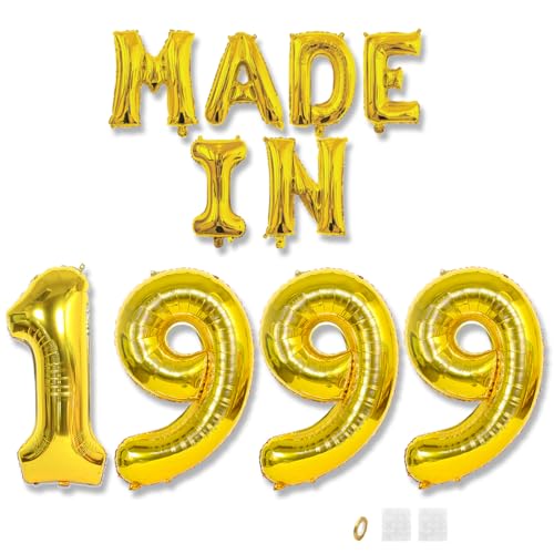 Jurxy Geburtstag Deko Frauen Mann 26 Jahr Geburtstagdeko Ballons MADE IN 1999 Luftballons Gold Folienballons Luftballons Happy Birthday Banner von Jurxy