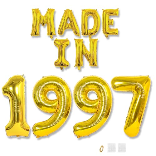 Jurxy Geburtstag Deko Frauen Mann 28 Jahr Geburtstagdeko Ballons MADE IN 1997 Luftballons Gold Folienballons Luftballons Happy Birthday Banner von Jurxy