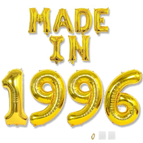 Jurxy Geburtstag Deko Frauen Mann 29 Jahr Geburtstagdeko Ballons MADE IN 1996 Luftballons Gold Folienballons Luftballons Happy Birthday Banner von Jurxy