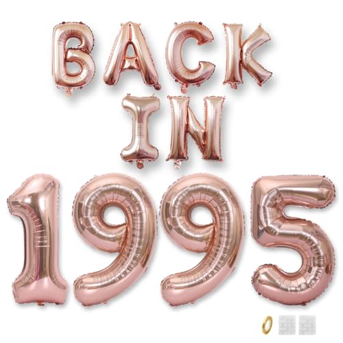 Jurxy Geburtstag Deko Frauen Mann 30 Jahr Geburtstagdeko Ballons BACK IN 1995 Luftballons Rosegold Folienballons Luftballons Happy Birthday Banner von Jurxy