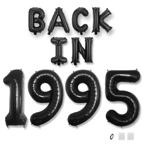 Jurxy Geburtstag Deko Frauen Mann 30 Jahr Geburtstagdeko Ballons BACK IN 1995 Luftballons Schwarz Folienballons Luftballons Happy Birthday Banner Jurxy Geburtstag Deko Frauen Mann 30 Jahr Geburtstagdeko Ballons BACK IN 1995 Luftballons Schwarz Folienballons Luftballons Happy Birthday Banner von Jurxy