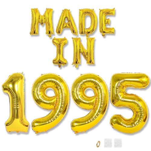 Jurxy Geburtstag Deko Frauen Mann 30 Jahr Geburtstagdeko Ballons MADE IN 1995 Luftballons Gold Folienballons Luftballons Happy Birthday Banner Jurxy Geburtstag Deko Frauen Mann 30 Jahr Geburtstagdeko Ballons MADE IN 1995 Luftballons Gold Folienballons Luftballons Happy Birthday Banner von Jurxy