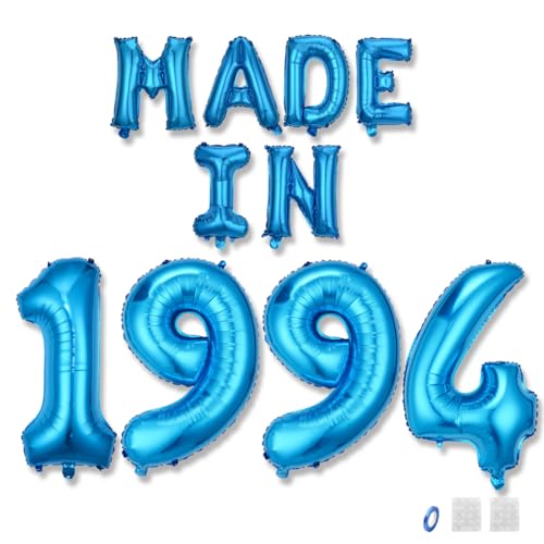 Jurxy Geburtstag Deko Frauen Mann 31 Jahr Geburtstagdeko Ballons MADE IN 1994 Luftballons Blau Folienballons Luftballons Happy Birthday Banner von Jurxy