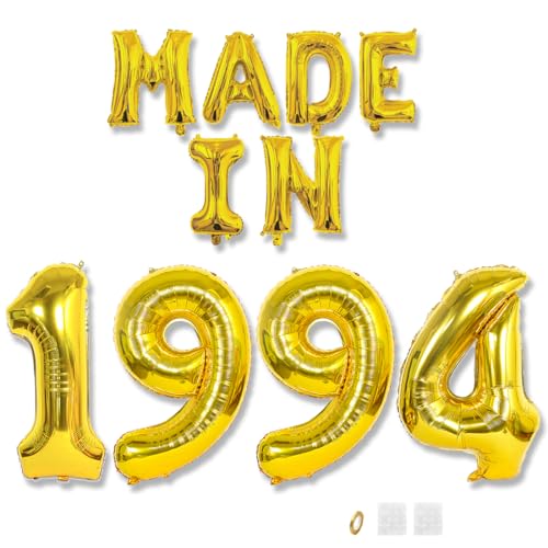 Jurxy Geburtstag Deko Frauen Mann 31 Jahr Geburtstagdeko Ballons MADE IN 1994 Luftballons Gold Folienballons Luftballons Happy Birthday Banner von Jurxy