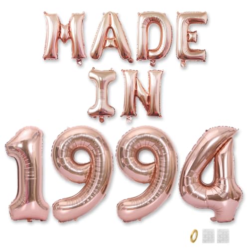 Jurxy Geburtstag Deko Frauen Mann 31 Jahr Geburtstagdeko Ballons MADE IN 1994 Luftballons Roségold Folienballons Luftballons Happy Birthday Banner von Jurxy