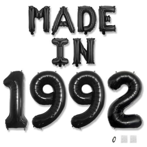 Jurxy Geburtstag Deko Frauen Mann 33 Jahr Geburtstagdeko Ballons MADE IN 1992 Luftballons Schwarz Folienballons Luftballons Happy Birthday Banner Jurxy Geburtstag Deko Frauen Mann 33 Jahr Geburtstagdeko Ballons MADE IN 1992 Luftballons Schwarz Folienballons Luftballons Happy Birthday Banner von Jurxy