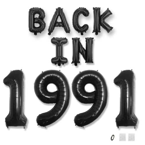 Jurxy Geburtstag Deko Frauen Mann 34 Jahr Geburtstagdeko Ballons BACK IN 1991 Luftballons Schwarz Folienballons Luftballons Happy Birthday Banner Jurxy Geburtstag Deko Frauen Mann 34 Jahr Geburtstagdeko Ballons BACK IN 1991 Luftballons Schwarz Folienballons Luftballons Happy Birthday Banner von Jurxy