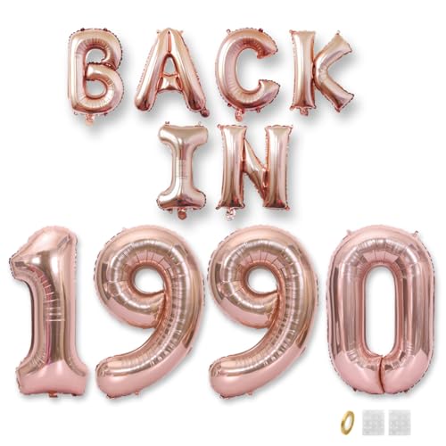 Jurxy Geburtstag Deko Frauen Mann 35 Jahr Geburtstagdeko Ballons BACK IN 1990 Luftballons Rosegold Folienballons Luftballons Happy Birthday Banner von Jurxy