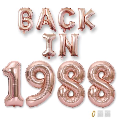 Jurxy Geburtstag Deko Frauen Mann 37 Jahr Geburtstagdeko Ballons BACK IN 1988 Luftballons Rosegold Folienballons Luftballons Happy Birthday Banner von Jurxy