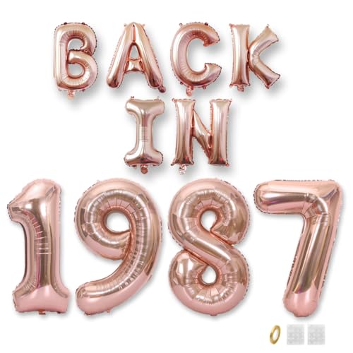 Jurxy Geburtstag Deko Frauen Mann 38 Jahr Geburtstagdeko Ballons BACK IN 1987 Luftballons Rosegold Folienballons Luftballons Happy Birthday Banner von Jurxy