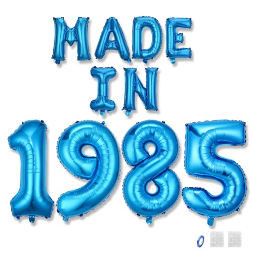 Jurxy Geburtstag Deko Frauen Mann 40 Jahr Geburtstagdeko Ballons MADE IN 1985 Luftballons Blau Folienballons Luftballons Happy Birthday Banner von Jurxy