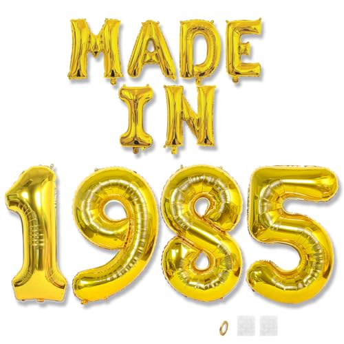 Jurxy Geburtstag Deko Frauen Mann 40 Jahr Geburtstagdeko Ballons MADE IN 1985 Luftballons Gold Folienballons Luftballons Happy Birthday Banner von Jurxy