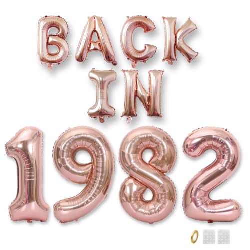 Jurxy Geburtstag Deko Frauen Mann 43 Jahr Geburtstagdeko Ballons BACK IN 1982 Luftballons Rosegold Folienballons Luftballons Happy Birthday Banner von Jurxy