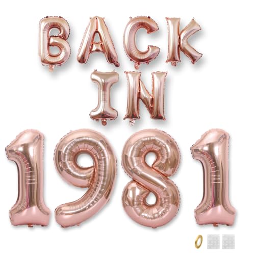 Jurxy Geburtstag Deko Frauen Mann 44 Jahr Geburtstagdeko Ballons BACK IN 1981 Luftballons Rosegold Folienballons Luftballons Happy Birthday Banner von Jurxy