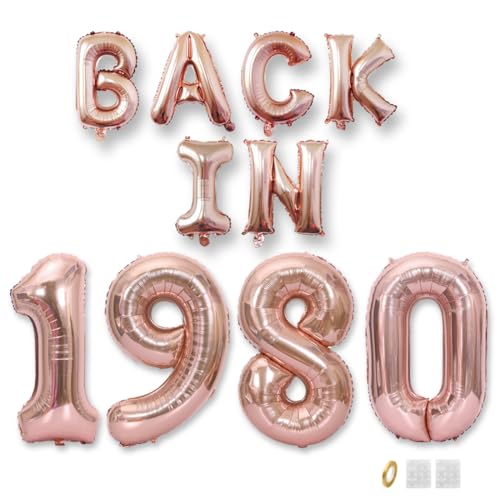 Jurxy Geburtstag Deko Frauen Mann 45 Jahr Geburtstagdeko Ballons BACK IN 1980 Luftballons Rosegold Folienballons Luftballons Happy Birthday Banner von Jurxy