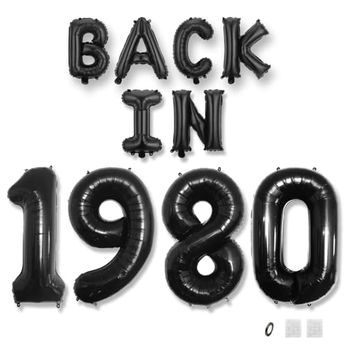 Jurxy Geburtstag Deko Frauen Mann 45 Jahr Geburtstagdeko Ballons BACK IN 1980 Luftballons Schwarz Folienballons Luftballons Happy Birthday Banner Jurxy Geburtstag Deko Frauen Mann 45 Jahr Geburtstagdeko Ballons BACK IN 1980 Luftballons Schwarz Folienballons Luftballons Happy Birthday Banner von Jurxy