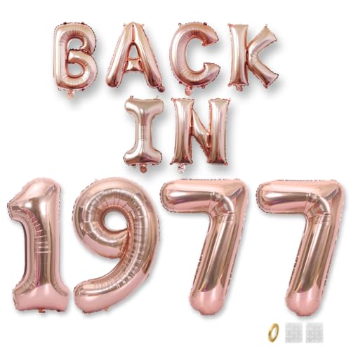 Jurxy Geburtstag Deko Frauen Mann 48 Jahr Geburtstagdeko Ballons BACK IN 1977 Luftballons Rosegold Folienballons Luftballons Happy Birthday Banner von Jurxy