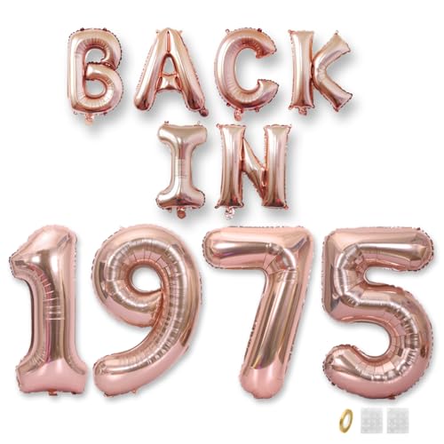 Jurxy Geburtstag Deko Frauen Mann 50 Jahr Geburtstagdeko Ballons BACK IN 1975 Luftballons Rosegold Folienballons Luftballons Happy Birthday Banner von Jurxy